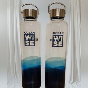 Eco-friendly Glass Reusable Water Bottle Corona in Ombré Blue